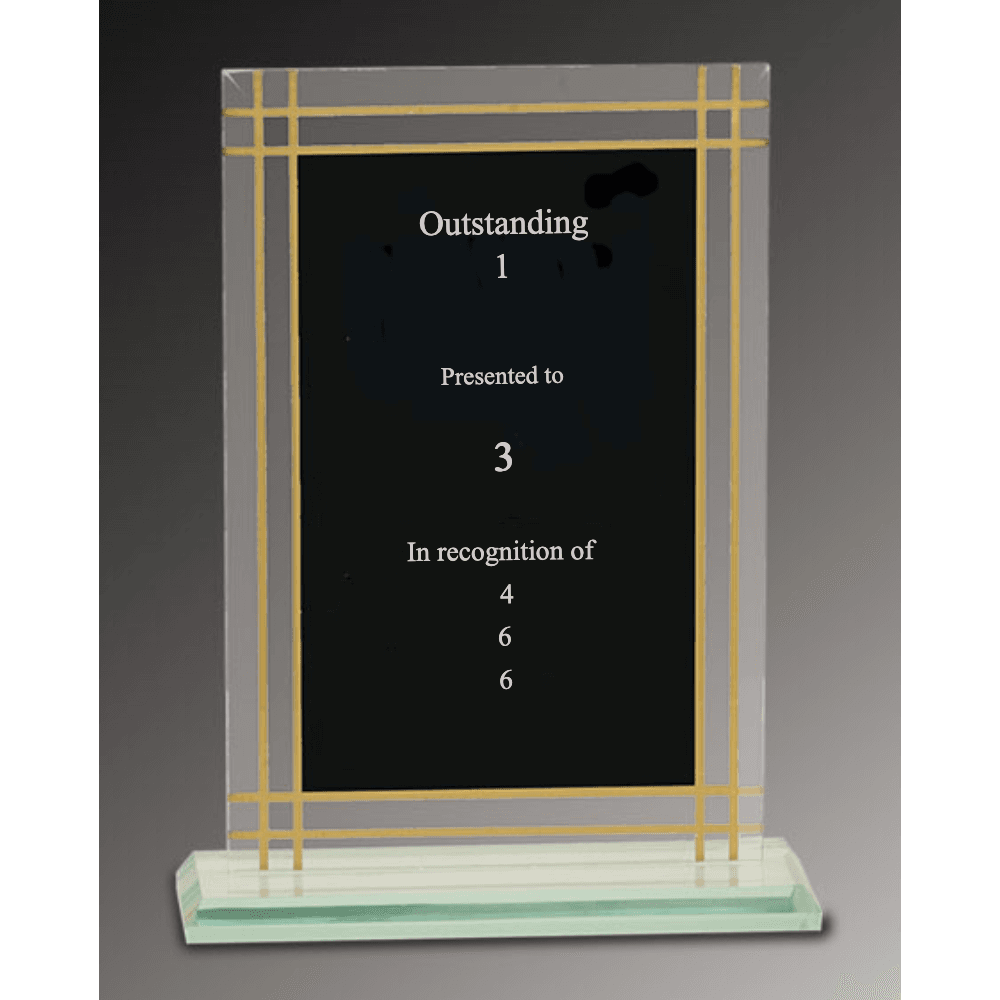 Gold Border Glass Plaque - 7½" - Customer's Product with price 35.00 ID X_3Tr_kqJ-sYlENLrBtQ8dDI