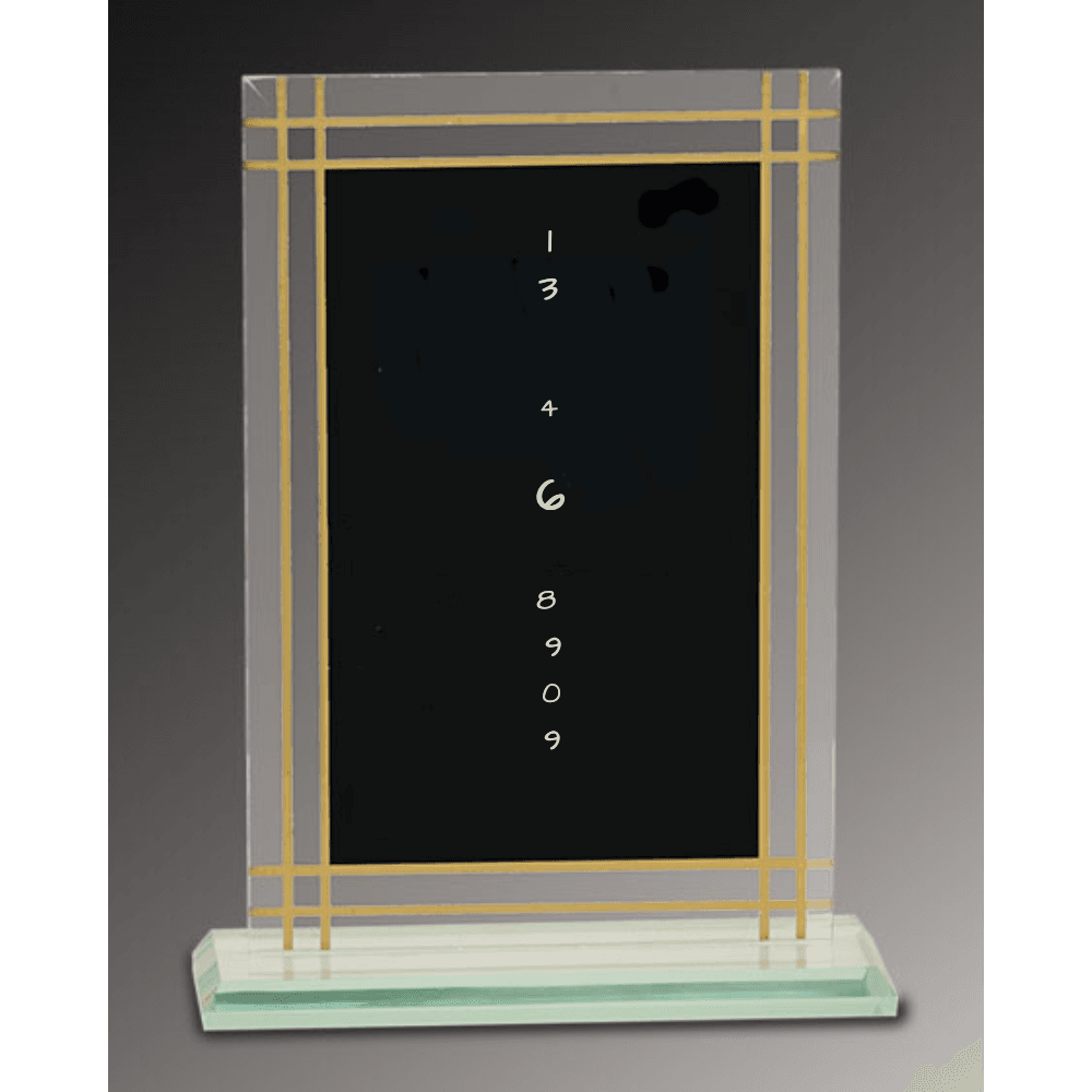 Gold Border Glass Plaque - 7½" - Customer's Product with price 35.00 ID oQT2wG0hAuP2ZQ-LLoh5Lqeu