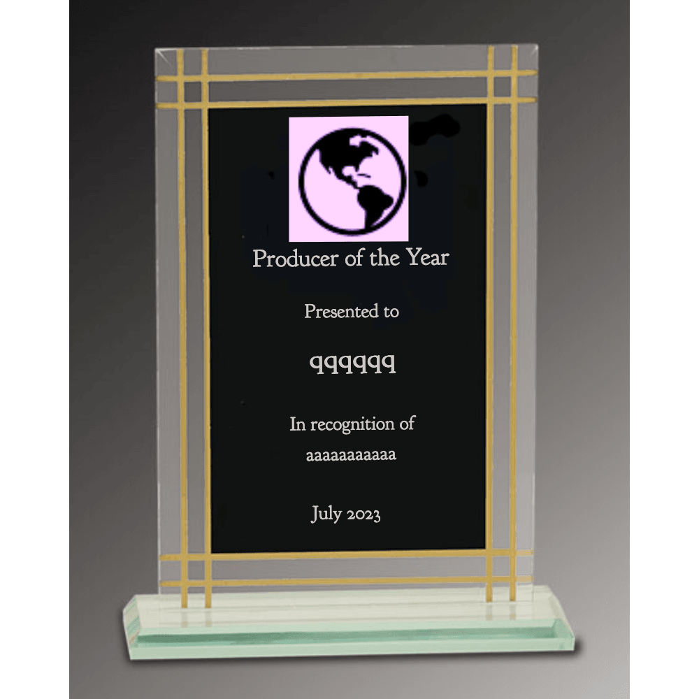 Gold Border Glass Plaque - 8½" - Customer's Product with price 39.00 ID ZUMDhGvbybIAH2bhwS0zsJKR