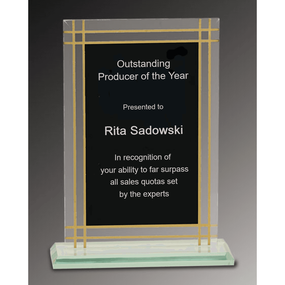 Gold Border Glass Plaque - 8½" - Customer's Product with price 39.00 ID Y8HzORRN4eyht7vesG3v8dgb