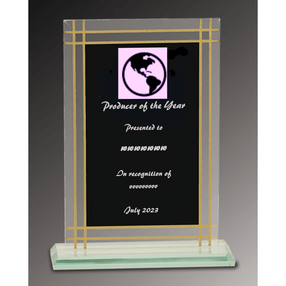 Gold Border Glass Plaque - 8½" - Customer's Product with price 39.00 ID FZDV92hWkwVkt-NtCv9YUuO3