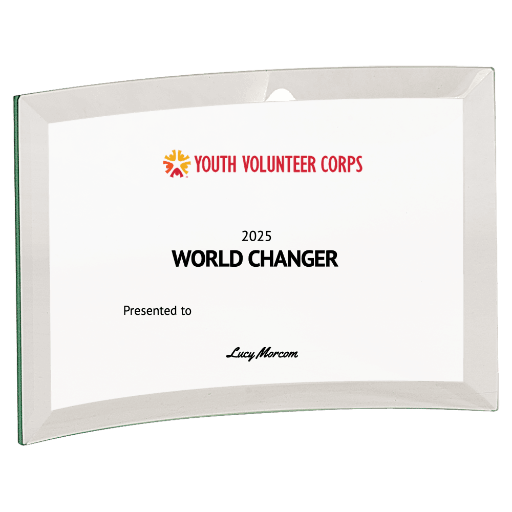 4"x6" Premier Glass Crescent Award - Customer's Product with price 19.00 ID CXkRitiCTR2l6BEYEskp8ZzM