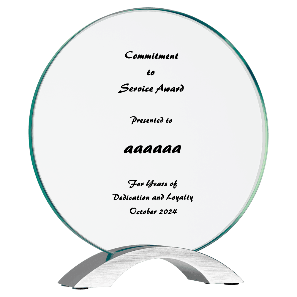 Glass Circle Award with Aluminum Base - Customer's Product with price 99.00 ID Ti4jwHBN_x4DCwwrQ3JRQcHl