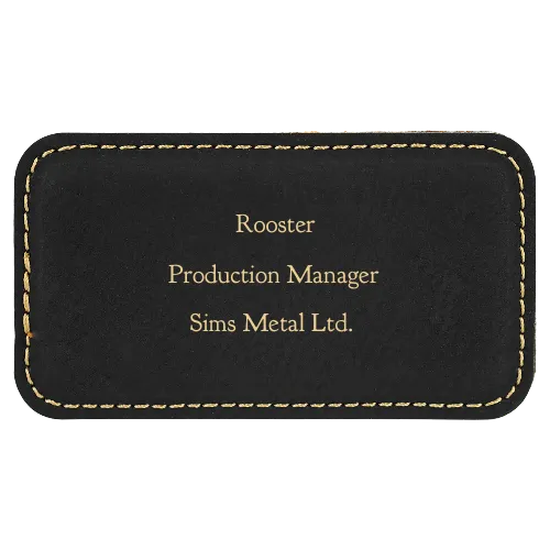 1¾ x 3¼ Leatherette Name Tag - Stitched - Customer's Product with price 7.50 ID MZUS4ERpXx7cdgscqtPmyktj