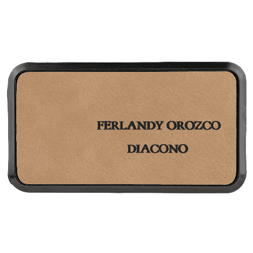 1¾ x 3¼ Leatherette Name Tag - Framed - Customer's Product with price 8.00 ID 1ZThNi5p5hFBzuLEg-i9S-RP