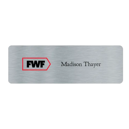 1 x 3 Color Printed Metal Name Tag - Customer's Product with price 38.50 ID rLUbSTQjFNvZiZaQRfRaz8S5