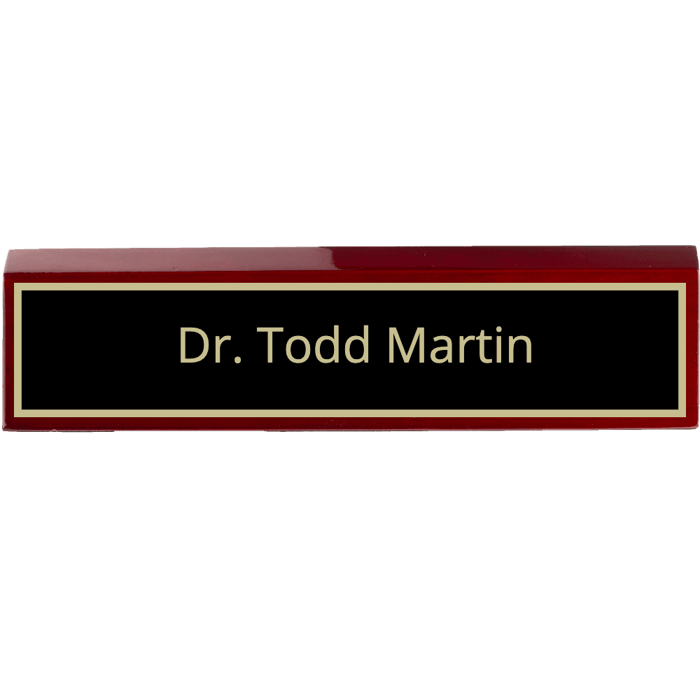2 x 10 Engraved Rosewood Desk Wedge