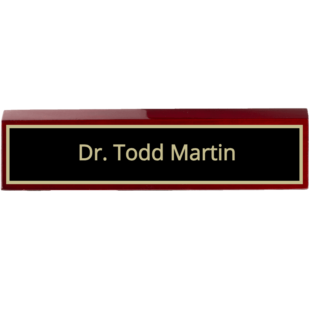 2 x 10 Engraved Rosewood Desk Wedge