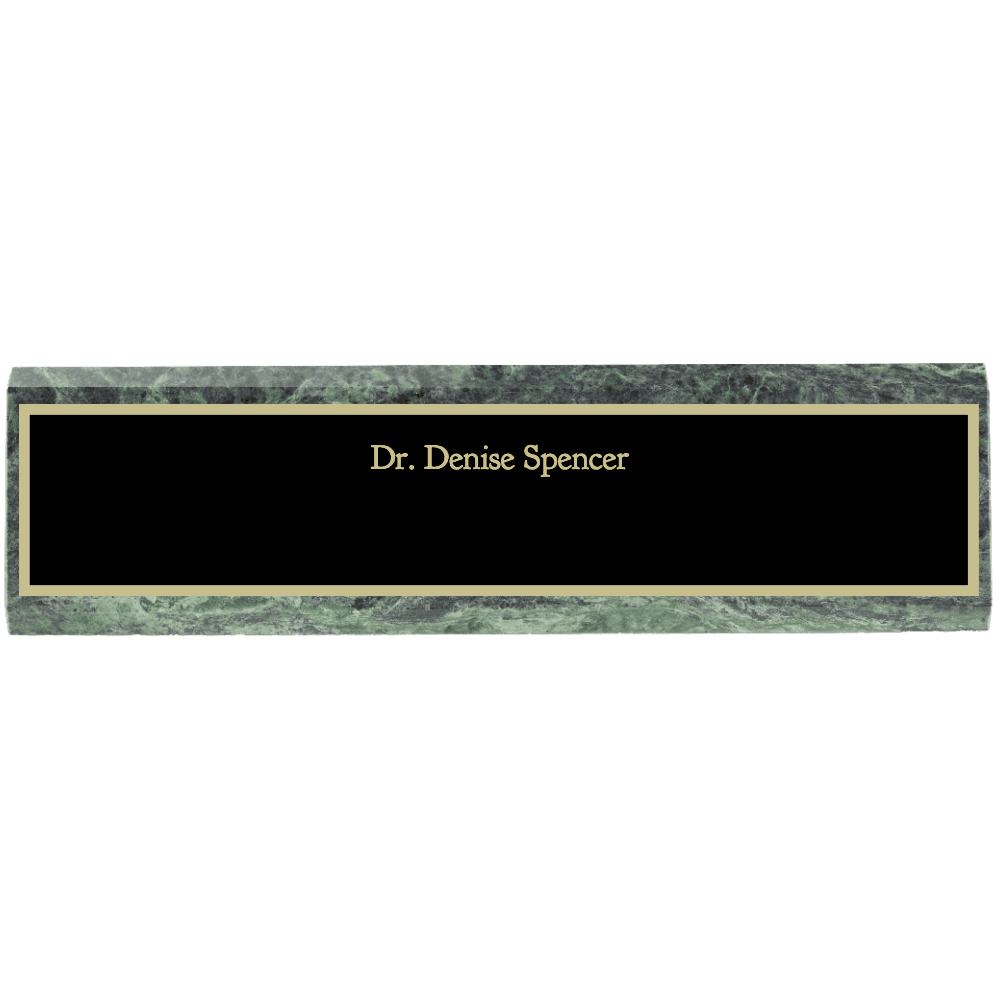 2 x 10 Green Marble Desk Wedge Name Plate