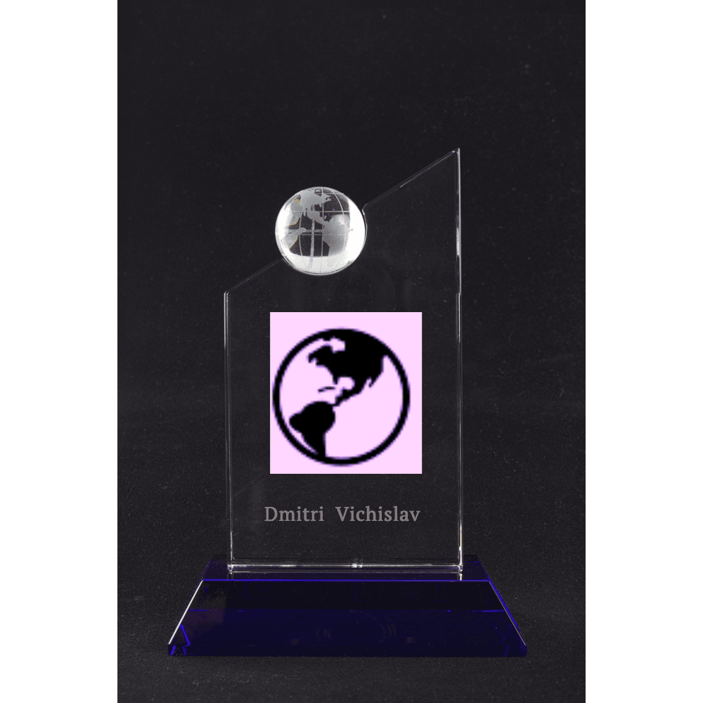 Crystal Peak Plaque with Globe(blue base) - Customer's Product with price 179.00 ID CtlfIVhltdVONBYIgH05pP-4